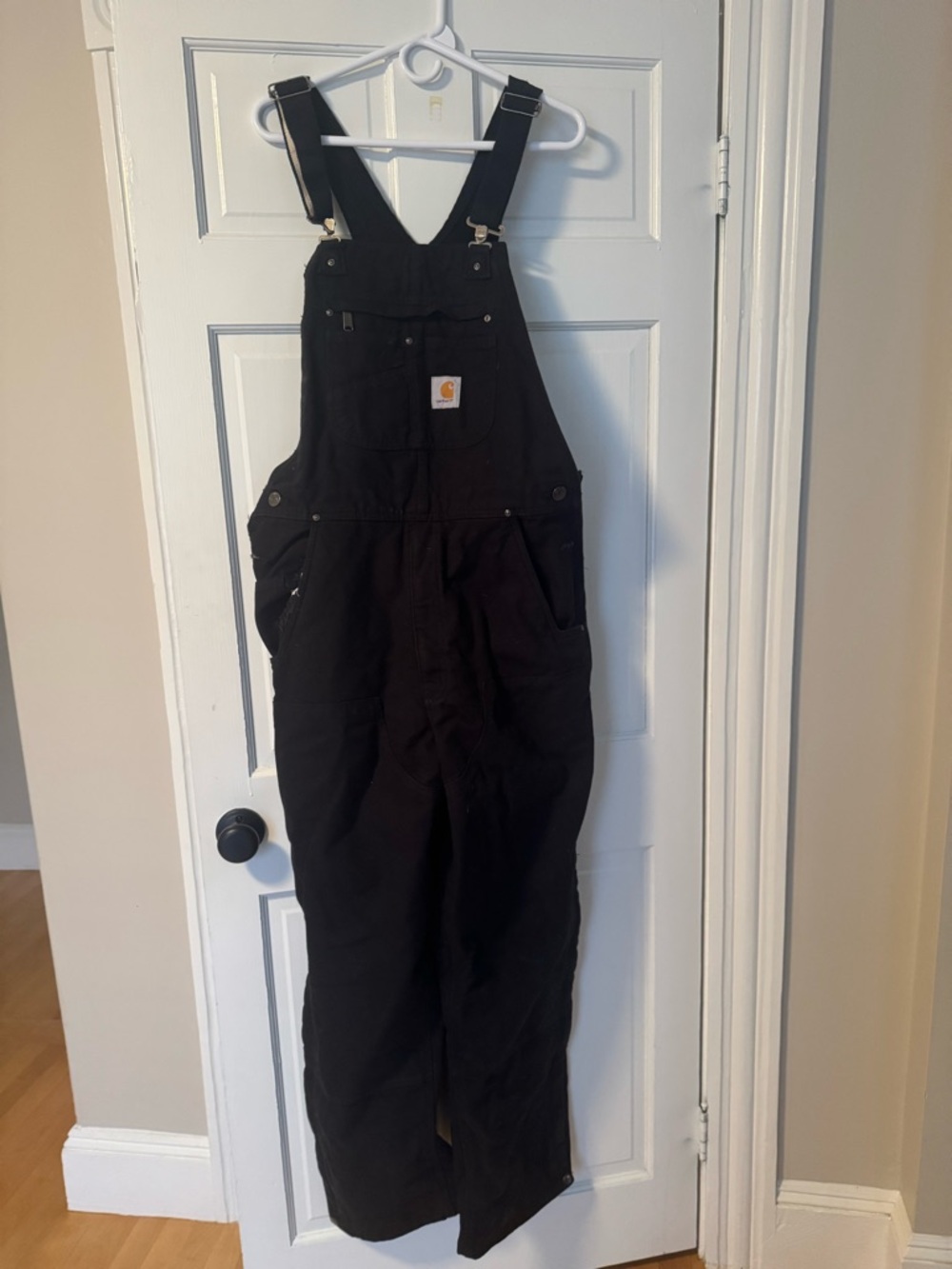 Carhartt Black Work Bib Overalls with Logo Tag